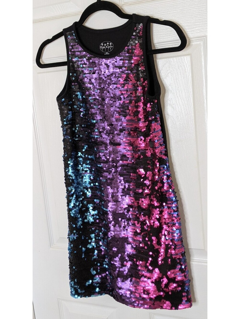 Pippa & Julie Sequined Pink Purple Tank Dress Holiday New Year Sz 14 Sleeveless
